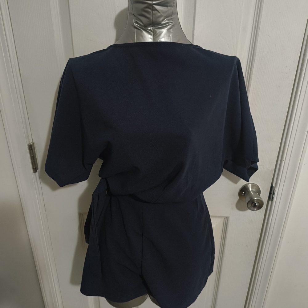 Navy Blue Short Sleeve Romper 25 - Picture 1 of 4
